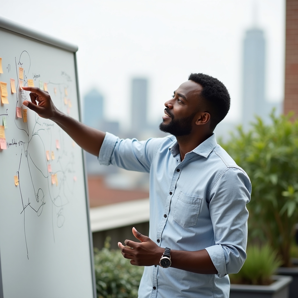 Erklärung der Zettelkasten-Methode anhand von Karteikarten auf einem Whiteboard